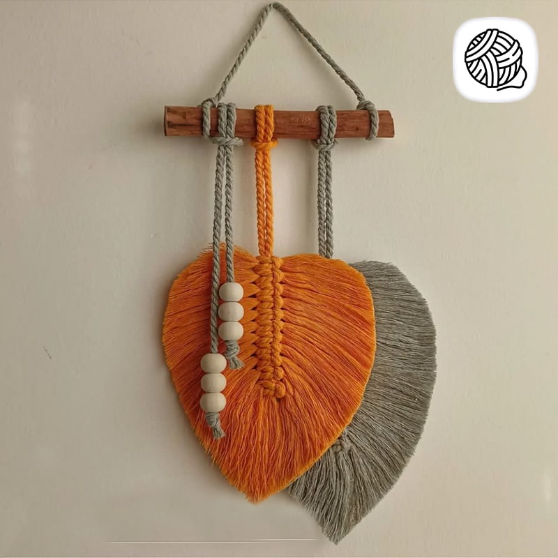 دیوار کوب مکرومه بافی مدل 2 برگ کد 03 - فروشگاه اینترنتی هنر ایرانی