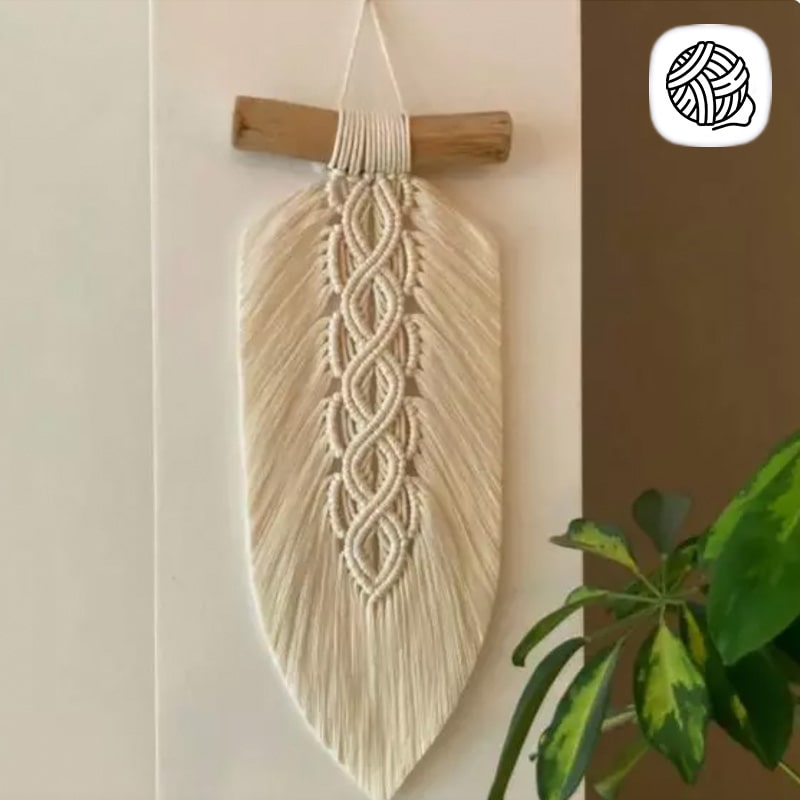 دیوار کوب مکرومه بافی مدل برگ کد 02 - فروشگاه اینترنتی هنر ایرانی