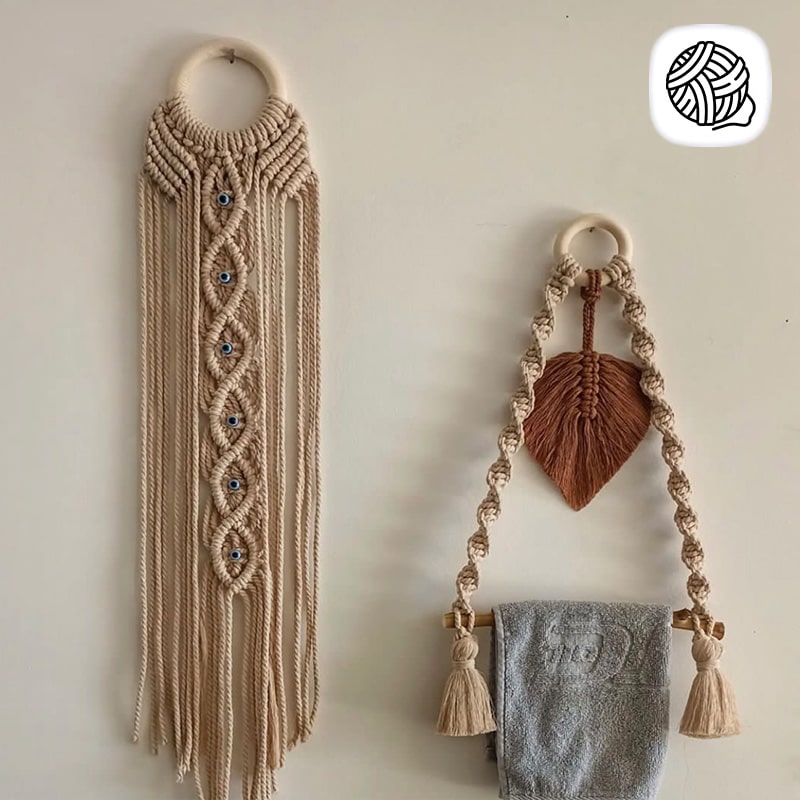 ست جا حوله ای مکرومه بافی و آویز مدل چشم نظر - فروشگاه اینترنتی هنر ایرانی